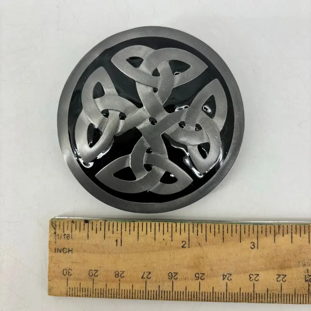 Belt Buckle Celtic Pewter Enamel Round Knot Great American Y2K